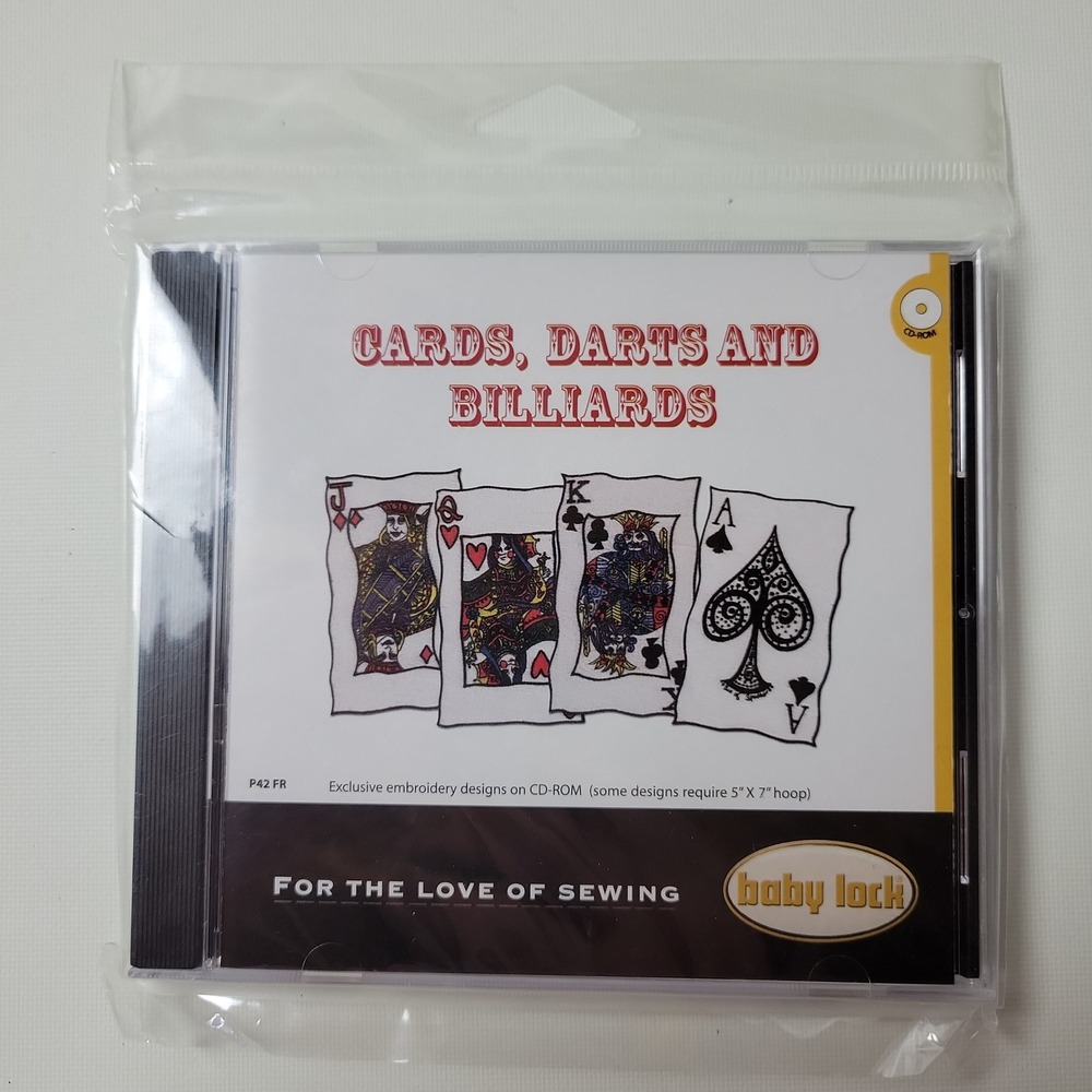 Baby Lock Cards Darts and Billiards Embroidery Designs CD-ROM P42 FR PES BLF New